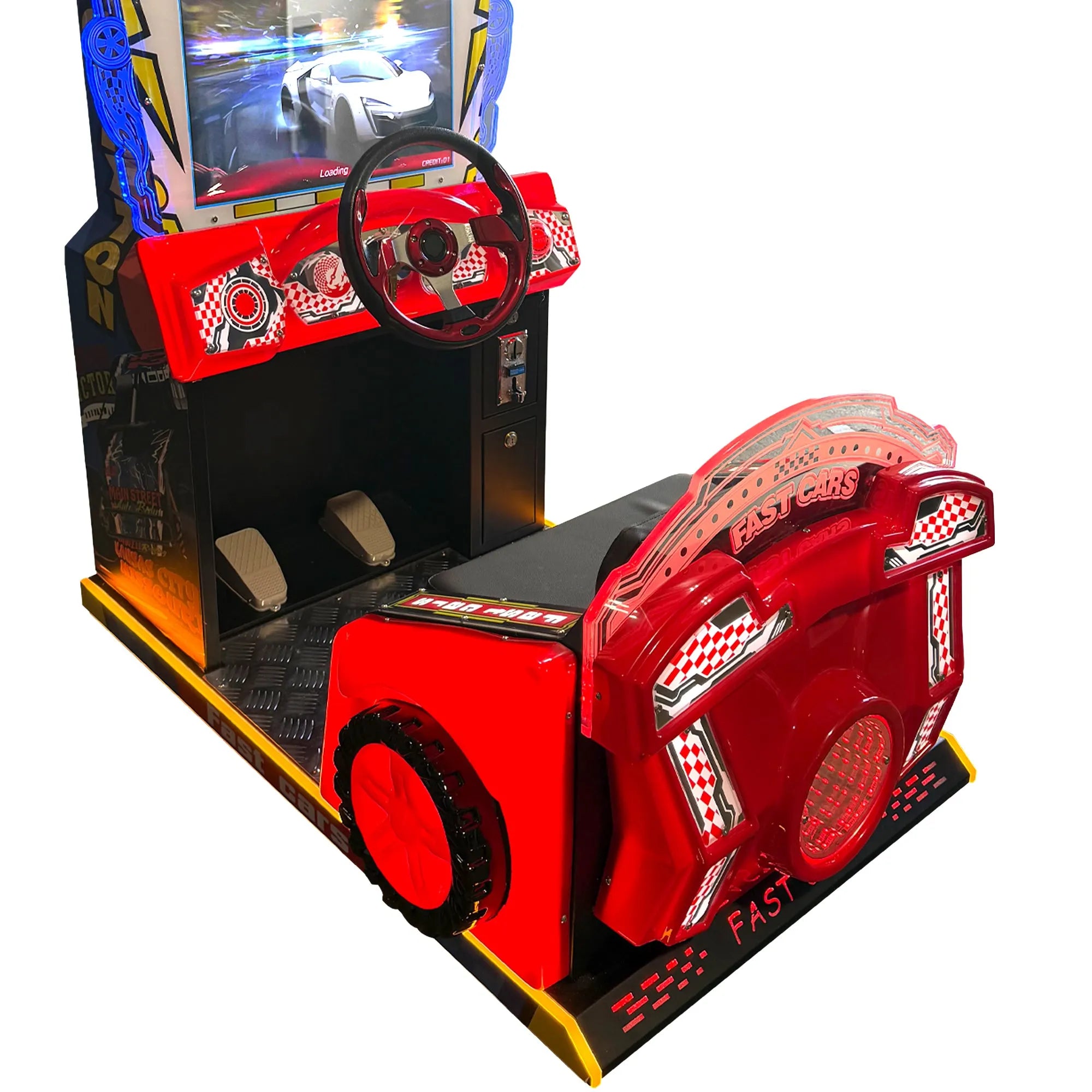 Fast Cars Rocket Racer™ Mini Kid Friendly Sit Down Racing Arcade Machine