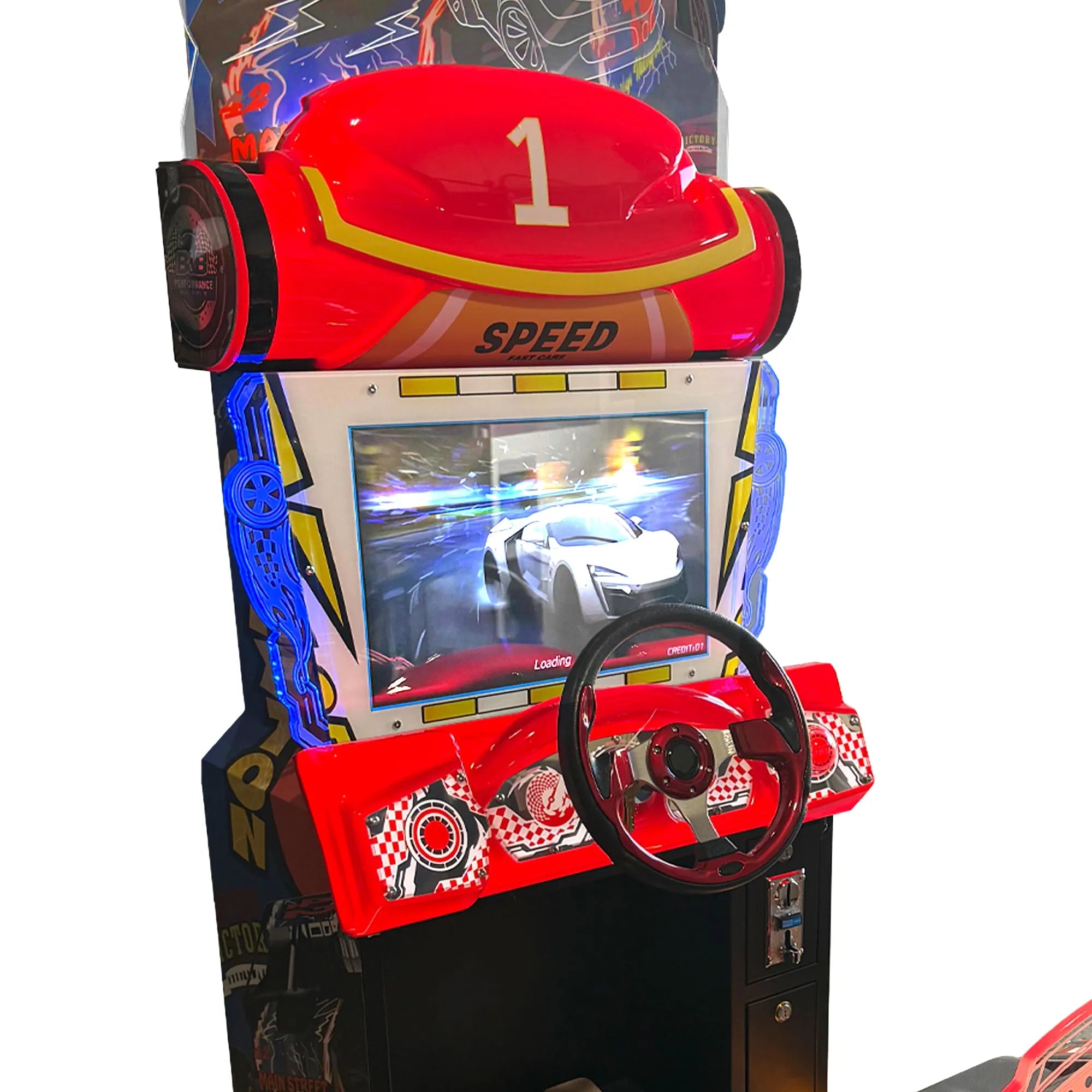 Fast Cars Rocket Racer™ Mini Kid Friendly Sit Down Racing Arcade Machine