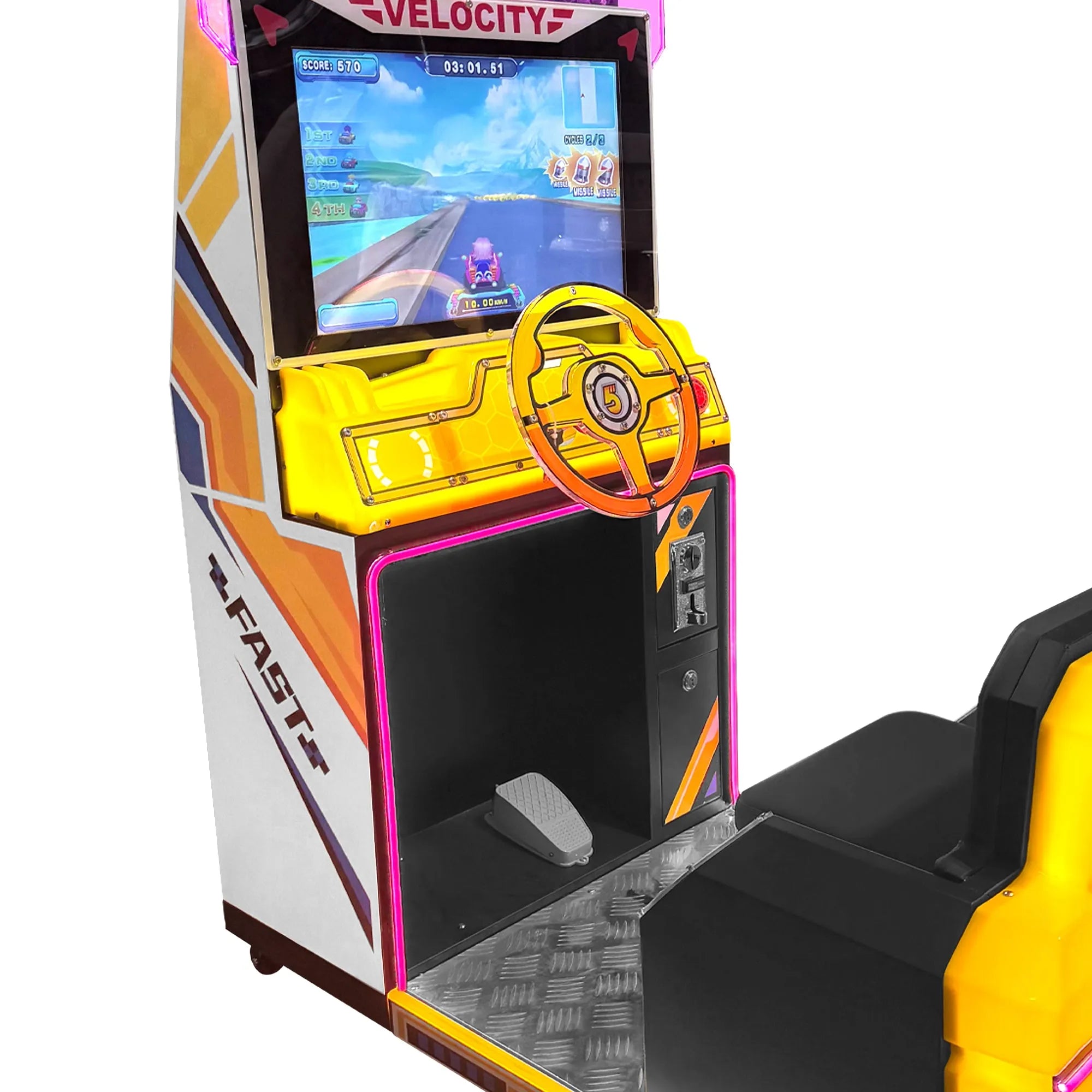 Lucky Nine Fast Cars™ Mini Kid Friendly Sit Down Racing Arcade Machine